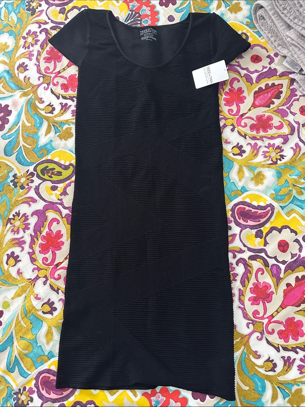 Tees by Tina Black Ribbed Short Sleeve Tee